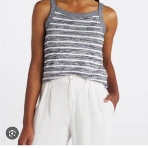 Market & Spruce Square Neck Striped Soft Tank Top Large